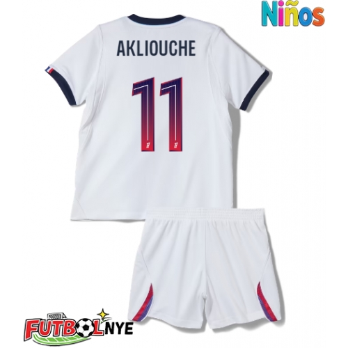 Camiseta Paris Saint-Germain Maghnes Akliouche #11 Visitante Equipación para niños 2026-27 manga corta (+ pantalones cortos)